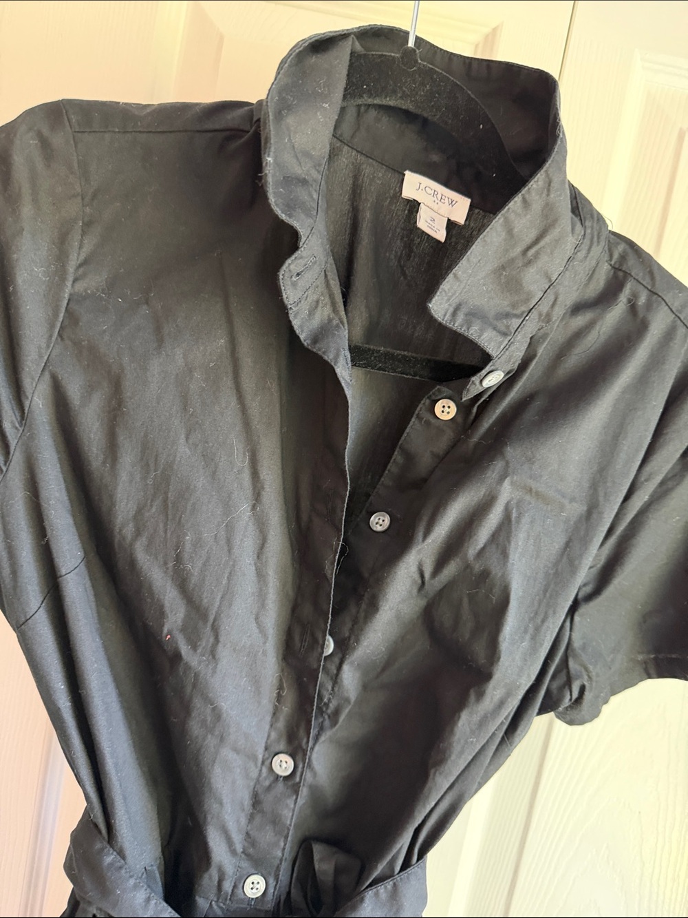 J. Crew Black Short-Sleeve Button-Down Shirt Dress - Picture 1 of 3